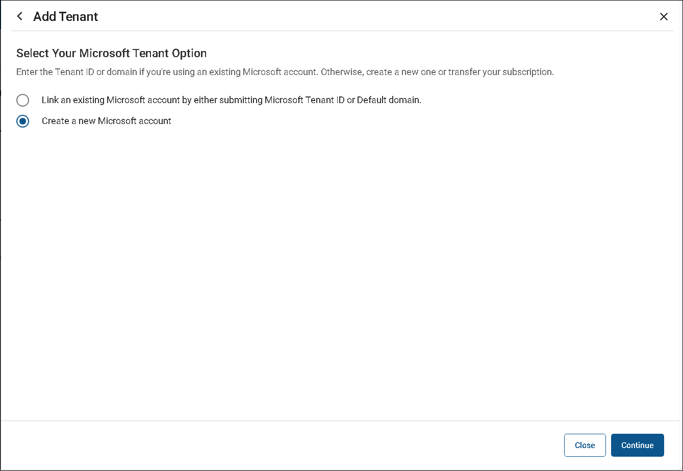 Tenant Dialog Box image